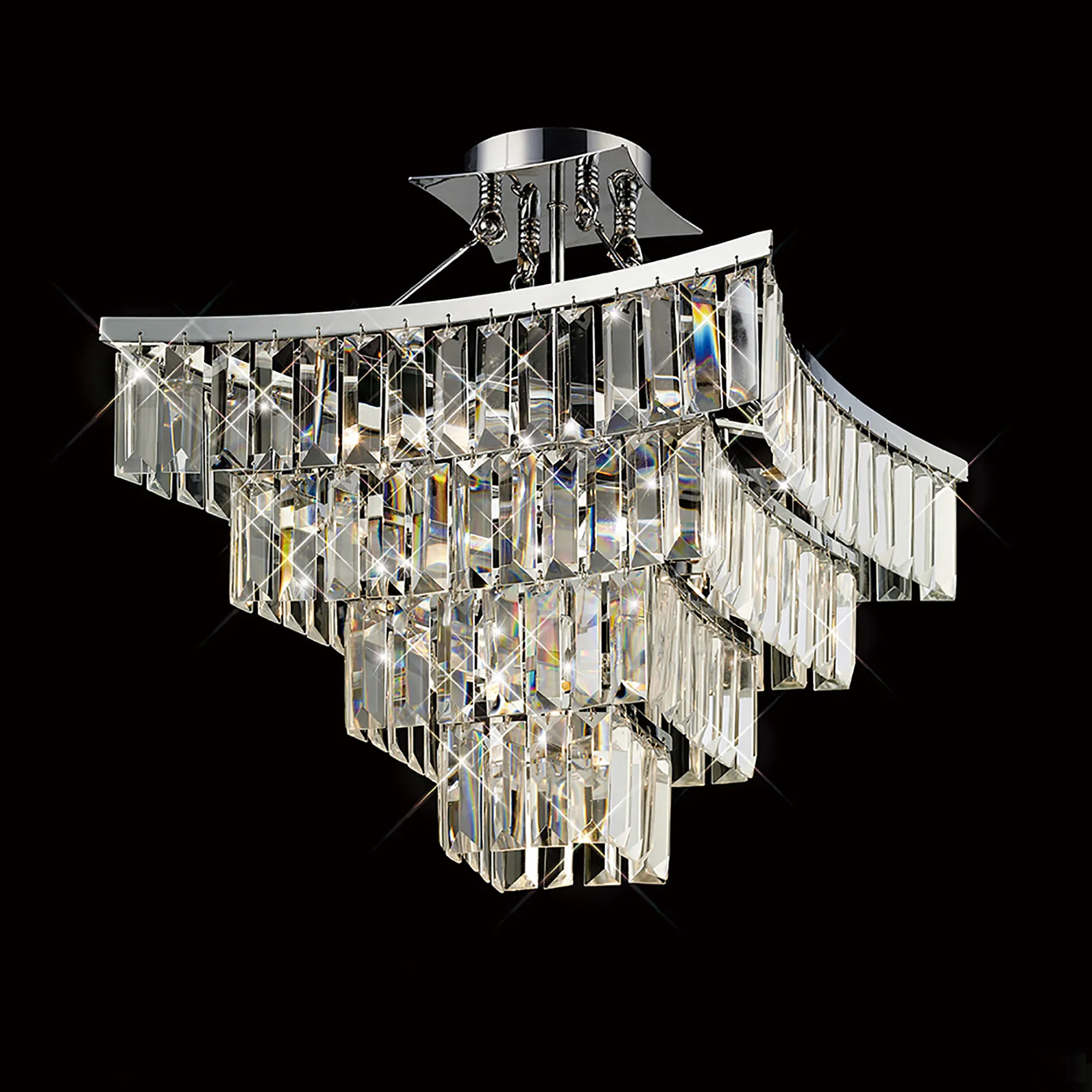 Gianni Crystal Ceiling Lights Diyas Ringed & Square Crystal Fittings Gianni Crystal Ceiling Lights Diyas Ringed & Square Crystal Fittings